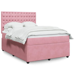 vidaXL Giroletto a Molle con Materasso Rosa 160x200 cm in Velluto