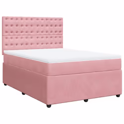 vidaXL Giroletto a Molle con Materasso Rosa 160x200 cm in Velluto - Vista aggiuntiva 2