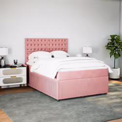 vidaXL Giroletto a Molle con Materasso Rosa 160x200 cm in Velluto - Vista aggiuntiva 3