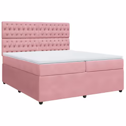 vidaXL Giroletto a Molle con Materasso Rosa 200x200 cm in Velluto - Vista aggiuntiva 2