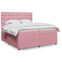 vidaXL Giroletto a Molle con Materasso Rosa 200x200 cm in Velluto
