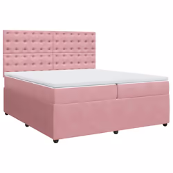 vidaXL Giroletto a Molle con Materasso Rosa 200x200 cm in Velluto - Vista aggiuntiva 2