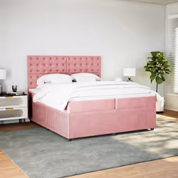 vidaXL Giroletto a Molle con Materasso Rosa 200x200 cm in Velluto - Vista aggiuntiva 3