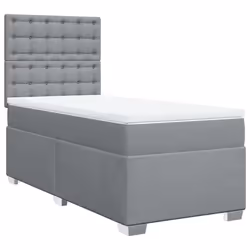 vidaXL Giroletto a Molle con Materasso Grigio Chiaro100x200 cm Tessuto - Vista aggiuntiva 3