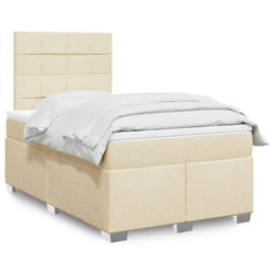 vidaXL Giroletto a Molle con Materasso Crema 120x190 cm in Tessuto