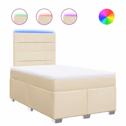 vidaXL Giroletto a Molle con Materasso Crema 120x190 cm in Tessuto - Vista aggiuntiva 2