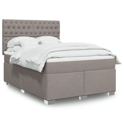 vidaXL Giroletto a Molle con Materasso Tortora 140x190 cm in Tessuto