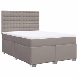 vidaXL Giroletto a Molle con Materasso Tortora 140x190 cm in Tessuto - Vista aggiuntiva 3
