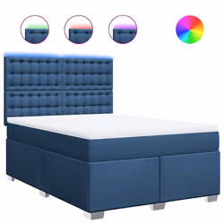 vidaXL Giroletto a Molle con Materasso Blu 140x190 cm in Tessuto - Vista aggiuntiva 2