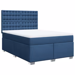 vidaXL Giroletto a Molle con Materasso Blu 140x200 cm in Tessuto - Vista aggiuntiva 3