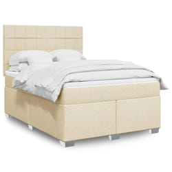 vidaXL Giroletto a Molle con Materasso Crema 160x200 cm in Tessuto