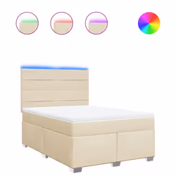vidaXL Giroletto a Molle con Materasso Crema 160x200 cm in Tessuto - Vista aggiuntiva 2