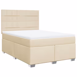 vidaXL Giroletto a Molle con Materasso Crema 160x200 cm in Tessuto - Vista aggiuntiva 3