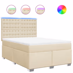 vidaXL Giroletto a Molle con Materasso Crema 160x200 cm in Tessuto - Vista aggiuntiva 2