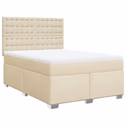 vidaXL Giroletto a Molle con Materasso Crema 160x200 cm in Tessuto - Vista aggiuntiva 3