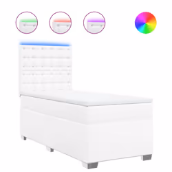 vidaXL Giroletto a Molle con Materasso Bianco 90x190 cm in Similpelle - Vista aggiuntiva 2