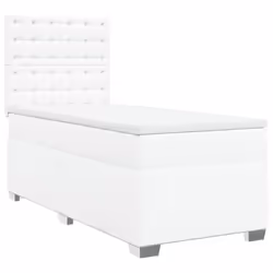 vidaXL Giroletto a Molle con Materasso Bianco 90x190 cm in Similpelle - Vista aggiuntiva 3