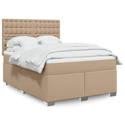 vidaXL Giroletto a Molle con Materasso Cappuccino 160x200cm Similpelle