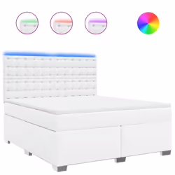 vidaXL Giroletto a Molle con Materasso Bianco 180x200 cm in Similpelle - Vista aggiuntiva 2