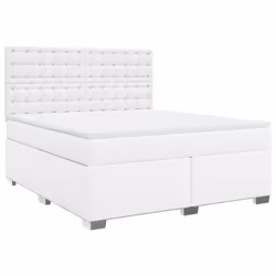 vidaXL Giroletto a Molle con Materasso Bianco 180x200 cm in Similpelle - Vista aggiuntiva 3