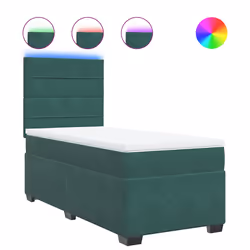 vidaXL Giroletto a Molle con Materasso Verde Scuro 80x200 cm Velluto - Vista aggiuntiva 2