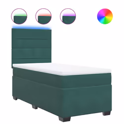 vidaXL Giroletto a Molle con Materasso Verde Scuro 90x190 cm Velluto - Vista aggiuntiva 2
