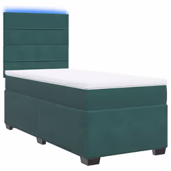 vidaXL Giroletto a Molle con Materasso Verde Scuro 90x190 cm Velluto - Vista aggiuntiva 3