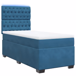 vidaXL Giroletto a Molle con Materasso Blu 90x190 cm in Velluto - Vista aggiuntiva 3