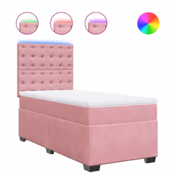 vidaXL Giroletto a Molle con Materasso Rosa 100x200 cm in Velluto - Vista aggiuntiva 2