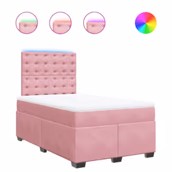 vidaXL Giroletto a Molle con Materasso Rosa 120x200 cm in Velluto - Vista aggiuntiva 2