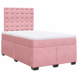 vidaXL Giroletto a Molle con Materasso Rosa 120x200 cm in Velluto - Vista aggiuntiva 3