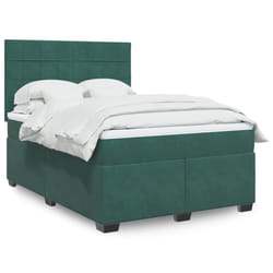 vidaXL Giroletto a Molle con Materasso Verde Scuro 140x190 cm Velluto