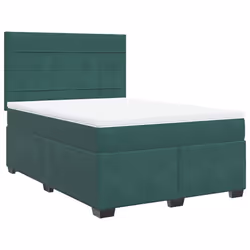 vidaXL Giroletto a Molle con Materasso Verde Scuro 160x200 cm Velluto - Vista aggiuntiva 3