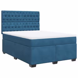 vidaXL Giroletto a Molle con Materasso Blu 160x200 cm in Velluto - Vista aggiuntiva 3