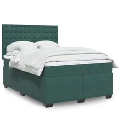 vidaXL Giroletto a Molle con Materasso Verde Scuro 160x200 cm Velluto
