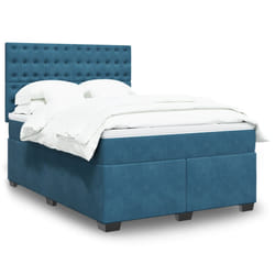 vidaXL Giroletto a Molle con Materasso Blu 160x200 cm in Velluto