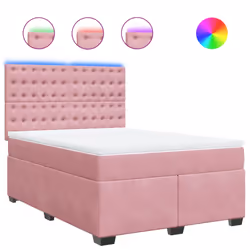 vidaXL Giroletto a Molle con Materasso Rosa 160x200 cm in Velluto - Vista aggiuntiva 2