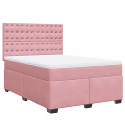 vidaXL Giroletto a Molle con Materasso Rosa 160x200 cm in Velluto - Vista aggiuntiva 3