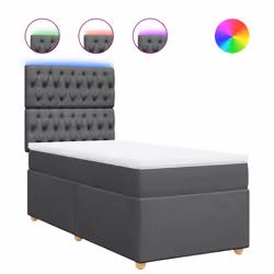 vidaXL Giroletto a Molle con Materasso Grigio Scuro 80x200 cm Tessuto - Vista aggiuntiva 2