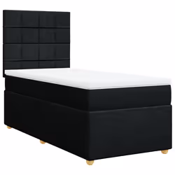 vidaXL Giroletto a Molle con Materasso Nero 90x190 cm in Tessuto - Vista aggiuntiva 3