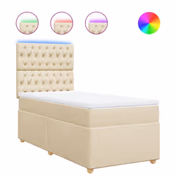 vidaXL Giroletto a Molle con Materasso Crema 90x190 cm in Tessuto - Vista aggiuntiva 2