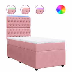 vidaXL Giroletto a Molle con Materasso Rosa 80x200 cm in Velluto - Vista aggiuntiva 2