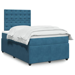 vidaXL Giroletto a Molle con Materasso Blu 120x200 cm in Velluto