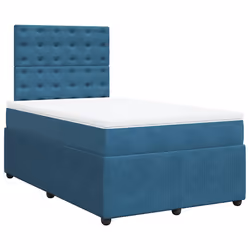 vidaXL Giroletto a Molle con Materasso Blu 120x200 cm in Velluto - Vista aggiuntiva 3