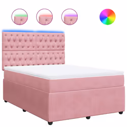 vidaXL Giroletto a Molle con Materasso Rosa 160x200 cm in Velluto - Vista aggiuntiva 2
