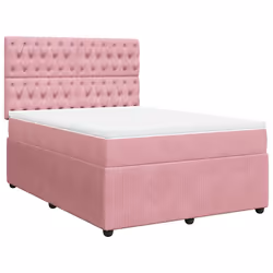 vidaXL Giroletto a Molle con Materasso Rosa 160x200 cm in Velluto - Vista aggiuntiva 3