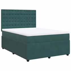 vidaXL Giroletto a Molle con Materasso Verde Scuro 160x200 cm Velluto - Vista aggiuntiva 3