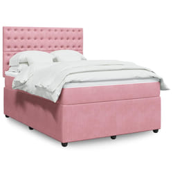 vidaXL Giroletto a Molle con Materasso Rosa 160x200 cm in Velluto
