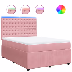vidaXL Giroletto a Molle con Materasso Rosa 160x200 cm in Velluto - Vista aggiuntiva 2