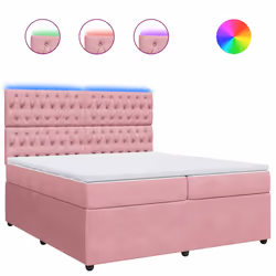 vidaXL Giroletto a Molle con Materasso Rosa 200x200 cm in Velluto - Vista aggiuntiva 2